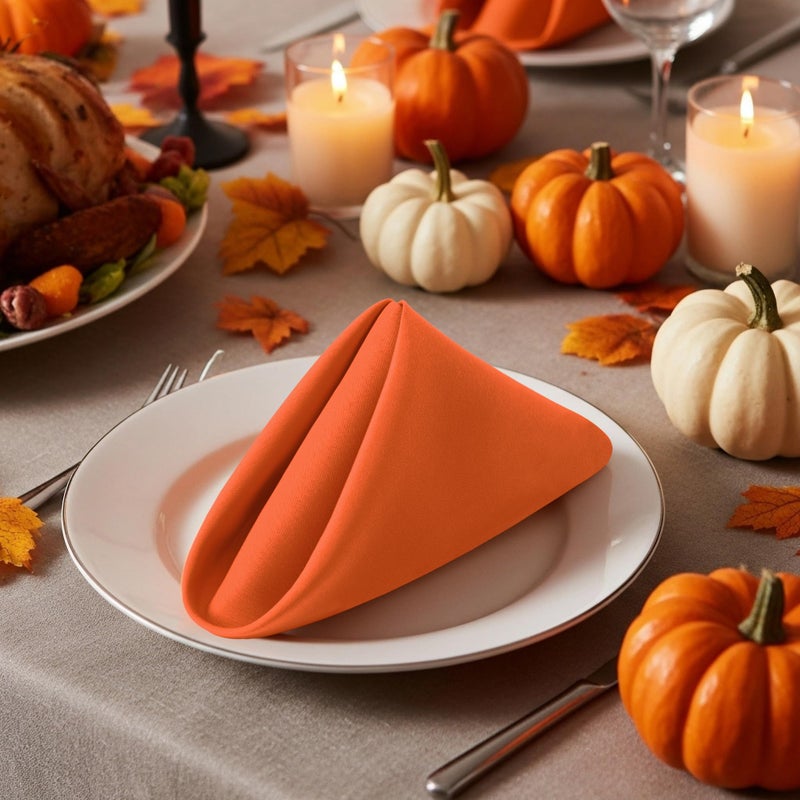 Utopia Home [24 Pack, Orange] Cloth Napkins 17x17 Inches, 100% Polyester Hemmed Edges, Washable and Reusable Ideal for Halloween, Thanksgiving, Parties, Weddings and Dinners - Image 5